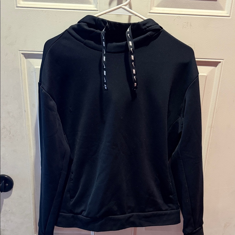 Nike Black Hoodie with Logo Drawstring